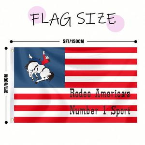 Rodeo America's Number 1 Sport Pennant 3x5 Ft Outside <b>Banner</b> with Brightly Colored Brass Grommets 100D Polyester Decor - Product Image 2