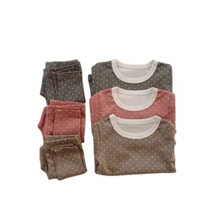 Conjunto de roupas de algodão infantil, pijama respirável, manga longa, 3 peças