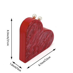 กระเป๋าคลัทช์อะคริลิครูปลายหัวใจสีแดงของผู้หญิงกระเป๋าถืองานราตรีแฟชั่นฤดูร้อนกระเป๋าคาดลำตัวแบบลำลองสำหรับงานปาร์ตี้ - Product Image 2