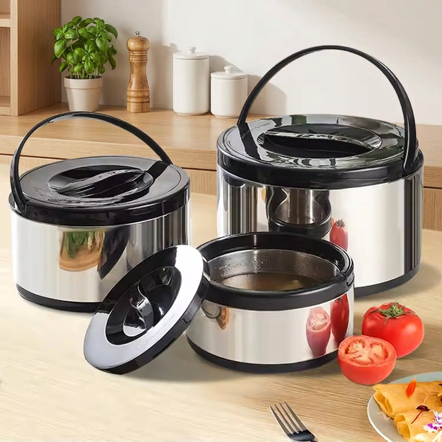 Luxury 2L 4L 8L Hot Pot 3 Pieces Stainless Steel Food Warmer Set Insulated Casserole Food Container Food Warmer Pot
