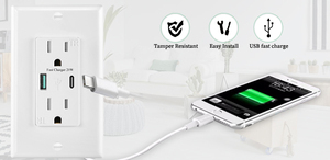 Prises de courant QC 18W répertoriées ETL avec port USB Double prise US chargeur d'interrupteur mural 15A TR - Product Image 6