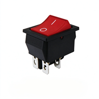 Sakelar Rocker HM-RS 30A 250VAC, 4-pin, Casing Hitam, Tombol Merah, Bertanda O I, Lampu 12V, Cocok untuk RV IP65
