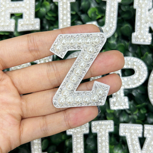 Wholesale Diy Pearl Rhinestone <strong>Alphabet</strong> Patch Iron on Letter Patches Pearl Beads <strong>Alphabet</strong> Patch for Hat Shirt - Product Image 4