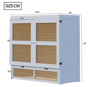Letto a Scomparsa in Legno con Struttura in Pino in Stile Moderno e Inserto in Vimini, Adatto per Camere da Letto - Product Image 2