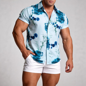 Chemise Formelle Slim Fit Col V pour Homme, Meilleure Vente, Camisa De Praia, Chemise Hawaïenne Haut de Gamme pour Homme, Vêtements de Créateur - Product Image 1