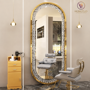 Hot Selling LED Hair Salon <b>Mirror</b> Luxury <b>Crystal</b> Frame Hairdressing <b>Mirror</b> for Barbershop Furniture - Product Image 1