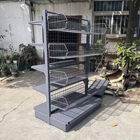 Étagères de supermarché en fil métallique à simple face, paniers suspendus, présentoirs, gondoles, fabrication sur mesure
