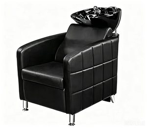 Silla de Barbero Profesional de Cerámica Negra con Estructura Metálica, Taburete Comercial para Salón de Belleza y Barberías, Venta al Por Mayor - Product Image 1