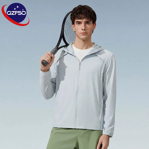 QZFSO Custom Streetwear <b>Lightweight</b> Mesh Zip up Windbreaker Breathable Quick-dry Polyester Sun Protection <b>Jacket</b> With Hood - Product Image 3