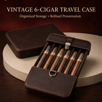 Boîte à cigares vintage personnalisée en gros, 6 compartiments, en cuir PU, avec tiroir coulissant et loquet métallique, pour voyage et cadeau