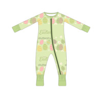 Romper Bayi Tanpa Kaki Motif Kartun Telur Paskah Unisex Bahan Bambu Spandex Kancing Jepret Grosir Kustom