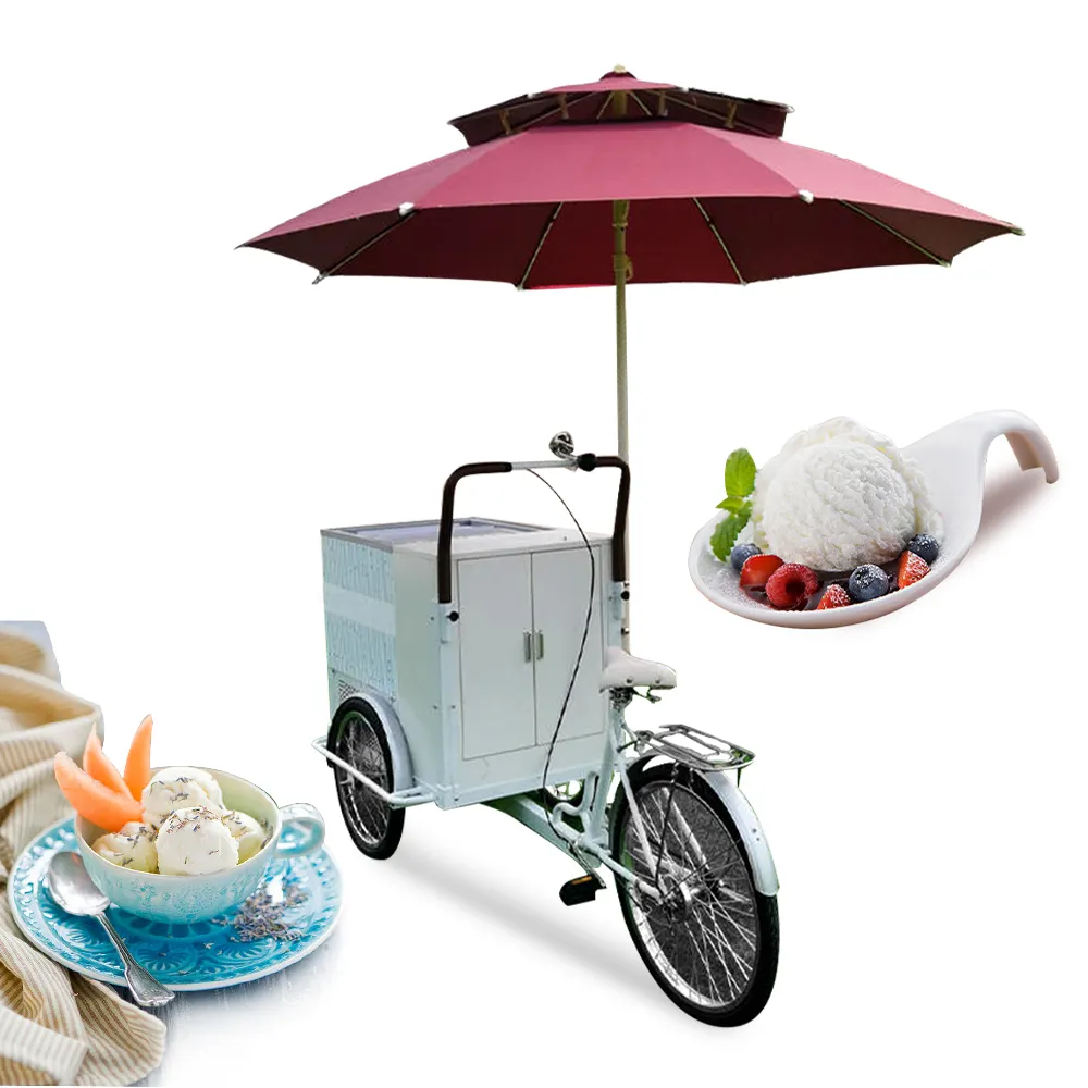 Buz salata üç tekerlekli bisiklet dondurma elektrikli bisiklet İçme suyu üç tekerlekli bisiklet