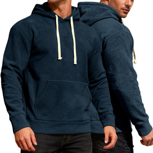 Men <b>Sherpa</b> <b>Lined</b> Hoodie Pullover Sweatshirt Solid Color Hooded Sweatshirt for Autumn Winter Commuting - Product Image 4