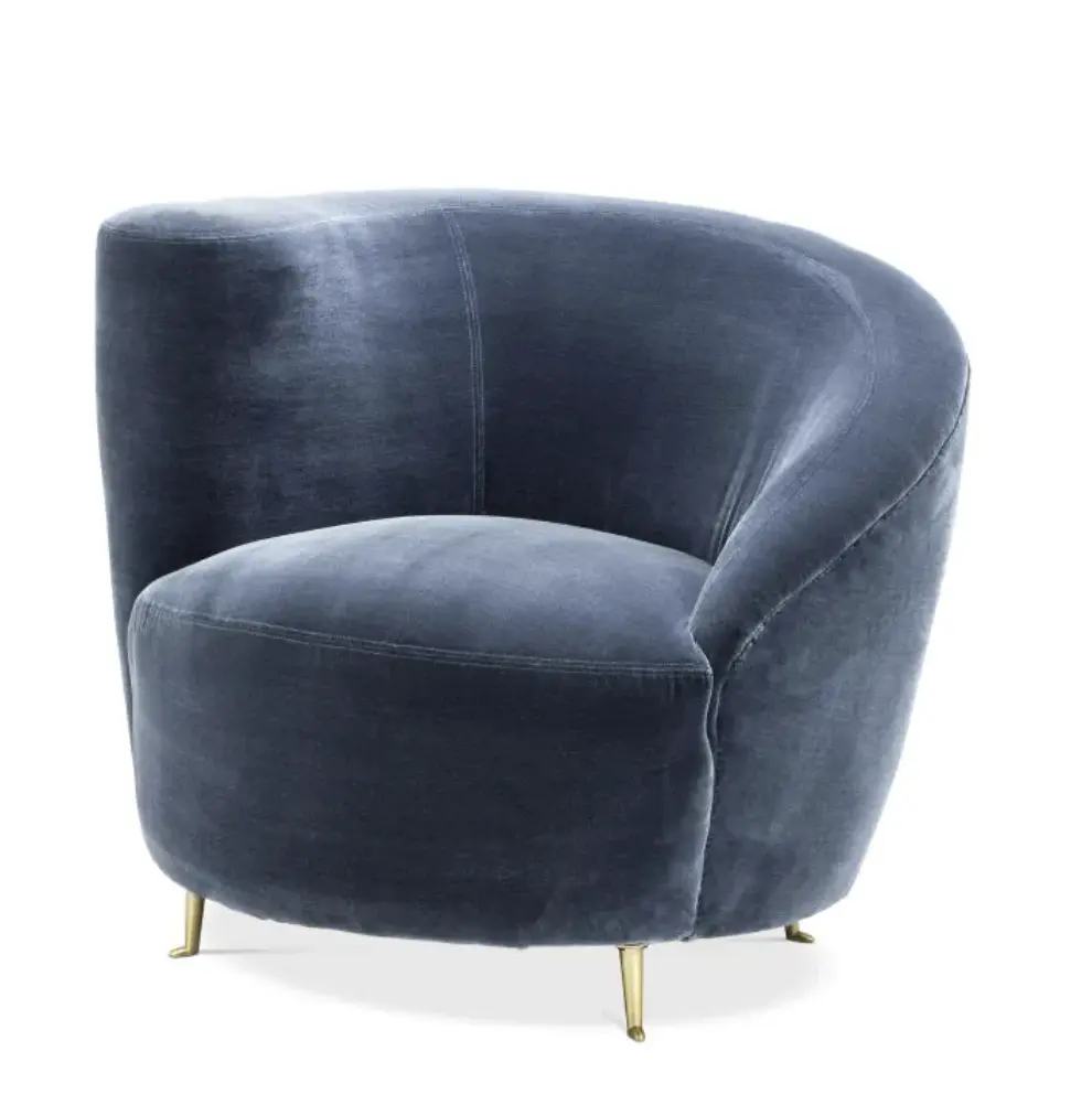 Sassanid Design Art déco classico moderno salotto Cameron sedia blu sbiadita