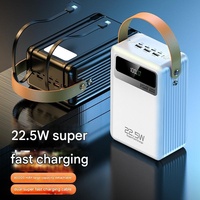 Banco de Energía Portátil de 80000mAh, Carga Rápida PD de 22.5W, Pantalla LED, Cables Integrados Tipo-C, Triple Salida USB, Linterna para Camping