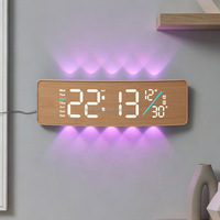 Horloge murale numérique LED améliorée, grande horloge numérique, affichage de grands chiffres LED avec minuterie de compte à rebours et compte à rebours, veilleuse