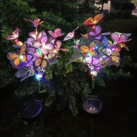 Lampe décorative solaire LED papillon fleur étanche IP65 pour extérieur, jardin, clôture, allée, pelouse, chemin, piquet de sol