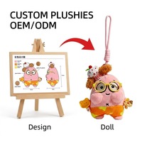 Porte-clés personnalisable en peluche OEM, rembourrage en coton PP, taille variée, anti-stress, tissu super doux, Halloween