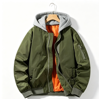 Blouson bomber à capuche pour homme, patchwork, coupe-vent, respirant, écologique, réversible, fermeture éclair sur le devant, veste décontractée de style baseball, multi-poches