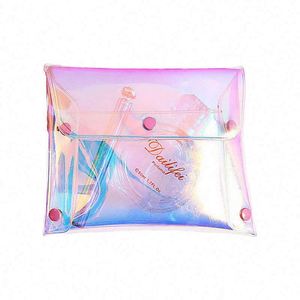 Pochette cosmétique en PVC irisé laser personnalisée PAXDUN pour filles, sac à maquillage en forme d'enveloppe pour femmes - Product Image 1