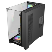 Boîtier PC Gaming Meway Mid Tower ATX en Verre Trempé sur Trois Côtés avec Alimentation Inférieure, Port Type-C et 11 Ventilateurs – Vente en Gros