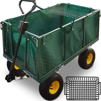 Chariot de jardin pliable en acier grillagé avec roues pour gazon, conception fermée pour outils, personnalisation OEM disponible
