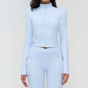 Camiseta Deportiva <span class=keywords><strong>Ipretty</strong></span> Transpirable para Yoga con Cuello Alto, Cremallera, Manga Acampanada, para Correr al Aire Libre, con Logotipo Personalizado - Product Image 3