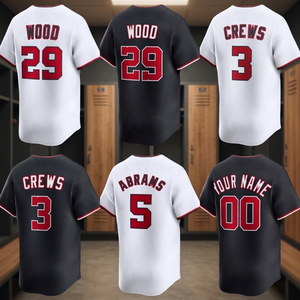 Vente en gros de maillots de baseball américains unisexes avec broderie 3D # 22 Juan Soto 12 Francisco Lindor 9 Brandon Nimmo Softball - Product Image 3