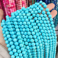 Vente en gros de perles de pierre turquoise bleue naturelle 4/6/8/10mm pour bricolage de perles en vrac pour bracelet et collier accessoires de bijoux