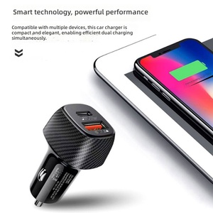 ที่ชาร์จในรถยนต์คาร์บอนไฟเบอร์ใหม่ 3.1A 12w 20w 48w Type C+PD สำหรับ iPhone 15 14 13 12 สำหรับ Xiaomi ชาร์จเร็ว - Product Image 5