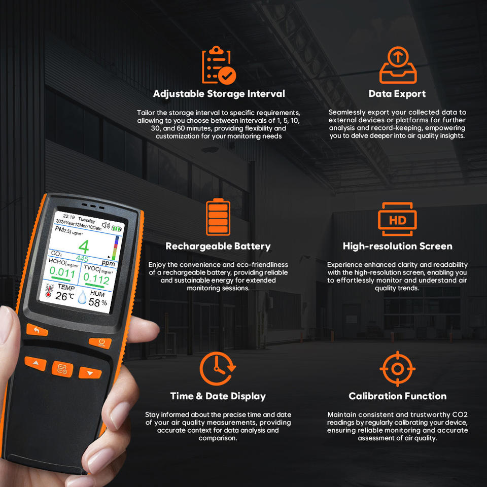 Portable Co2 Sensors Support Data Logging Air Quality Monitor Test Pm2 ...
