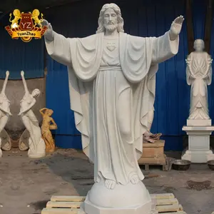 Hand Carving Life Size Marble Figure Cross Jesus Statue Christian Church Religious Jesus Statue