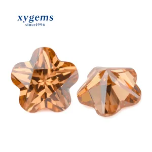 4x4mm-10x10mm Wuzhou xygems cz flower shape champagne color synthetic cubic zircon gemstone for jewelry