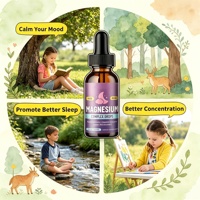 Gouttes liquides de glycinate de magnésium pour enfants et adultes avec L-théanine, oméga-3, vitamines B6 et D3 pour un meilleur sommeil – Complément naturel