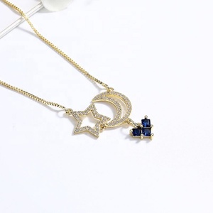 Collier tendance avec breloques en laiton, vente en gros, pendentif étoile en zircon plaqué or 18 carats, bijoux pour femmes, accessoires - Product Image 5