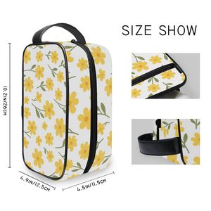 Bolsa de Maquillaje de Viaje Personalizada con Estampado Floral Amarillo Hawaiano, Bolsa de Cosméticos Portátil con Cierre, Bolsa de Cosméticos para Mujer - Product Image 3