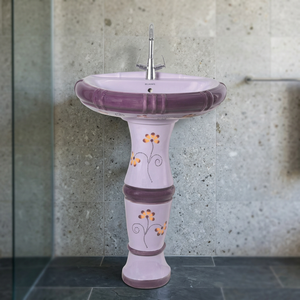 Coronis Gold Color Art Design Ceramic Wash Basin with <b>Full</b> Pedestal Bathroom Sanitary Ware - Product Image 4