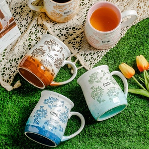 Taza de café de cerámica pintada a mano de gran capacidad, taza de té de lujo ligera creativa, regalo doméstico transfronterizo para uso en cafetería, venta al por mayor - Product Image 2