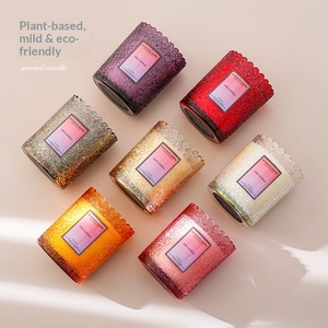 Embossed Glass Scented Candle Plant Soy Wax Smokeless Aroma Candle Wholesale Gift For Festival Souvenir - Product Image 5