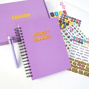 Cina stampa direttamente la spedizione aerea libri finanziari personalizzati senza data A5 Budget Planner Set di scatole regalo per Notebook