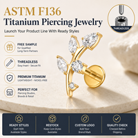 Perhiasan tindik JiaXin ASTM F136 G23 Titanium Threadless Push Pin Labret Stud untuk bibir, helix, conch, tulang rawan, dengan inlay CZ berbentuk hati, ukuran 16G