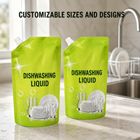 Pochettes à bec verseur imprimées sur mesure, structure laminée avec poignée, 500 ml, 1 L, 2 L pour lessive liquide