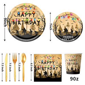Set di Stoviglie Usa e Getta per Feste a Tema Cartoni Animati Retrò, con Piatti, Bicchieri, Tovaglioli e Posate in <span class=keywords><strong>Carta</strong></span>. - Product Image 3