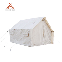 Tente de camping Kawagebo Kamp (KK) 16' x 14' pour glamping en plein air, structure en acier robuste, toile en coton Oxford, avec cheminée