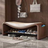 Banc d'entrée moderne minimaliste de style italien en tissu, avec étagère à chaussures et siège, mobilier de maison
