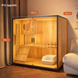 고양이 빌라 케이지 & 하우스 초대형 2~3층 방수 보드 & 고화질 유리 애완동물 쉼터 - Product Image 6