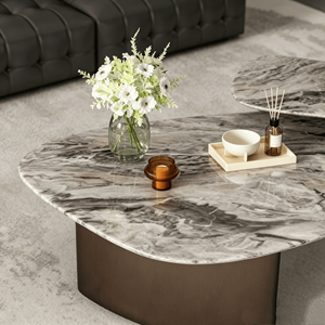 Table basse en <span class=keywords><strong>quartz</strong></span> artificiel artisanal irrégulier, style européen moderne, pierre sculptée antique sur mesure - Product Image 2