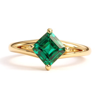 Bagues de mariage personnalisées classiques élégantes en argent sterling plaqué or 18 carats avec zircon cubique 5A taille émeraude géométrique pour femmes