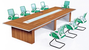 Mobilier de bureau 8 sièges Table de réunion de conférence en bois de haute qualité design contemporain - Product Image 4
