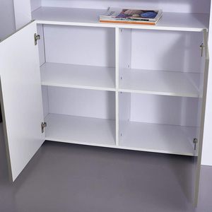 2-Door <strong>Modern</strong> Oak Panel Design LED <strong>Sideboard</strong> with High Gloss Fronts Large Capacity <strong>Grey</strong> Finish Living Room Cabinet - Product Image 6